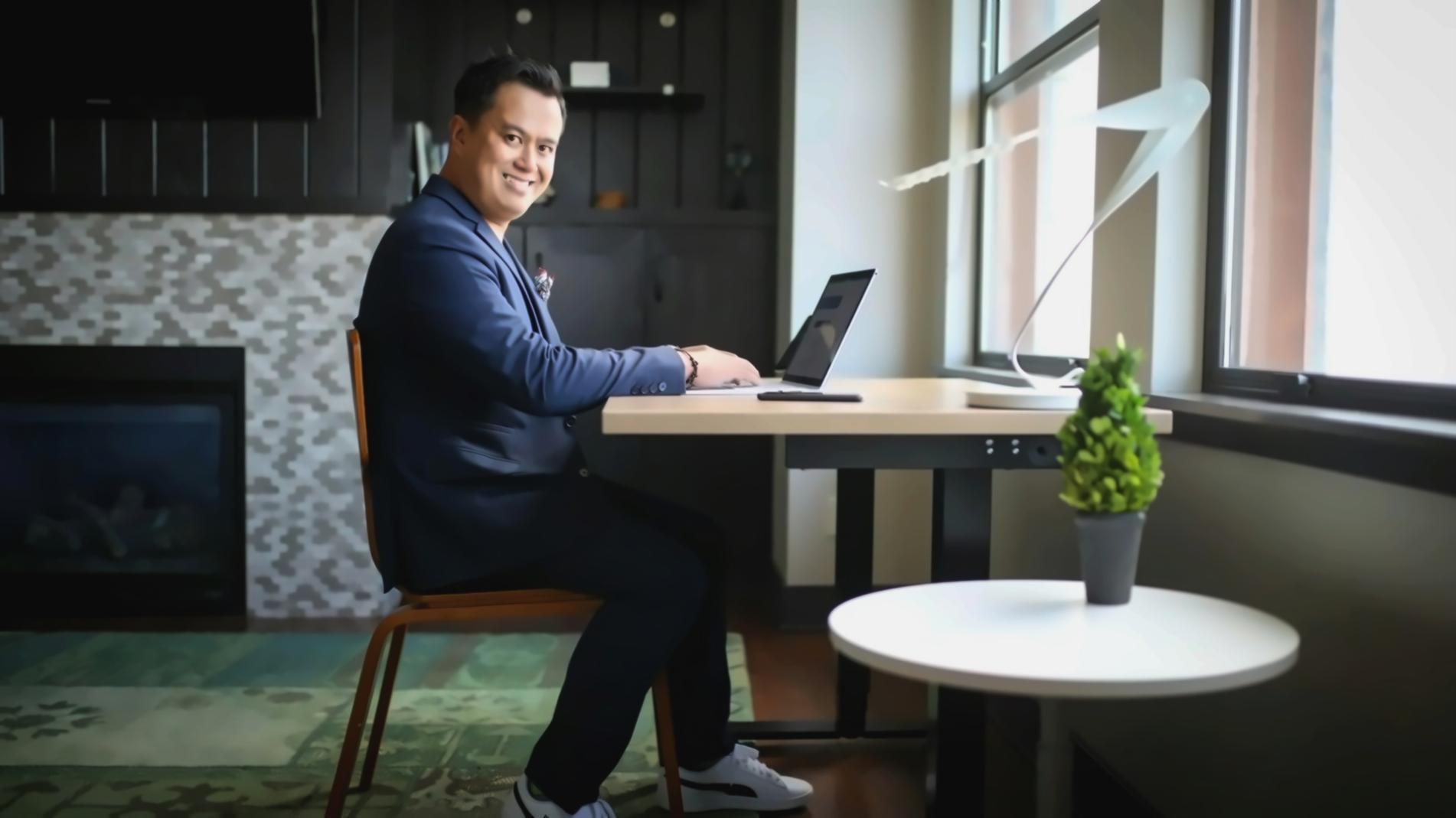 Financial analysis workspace with documents and charts